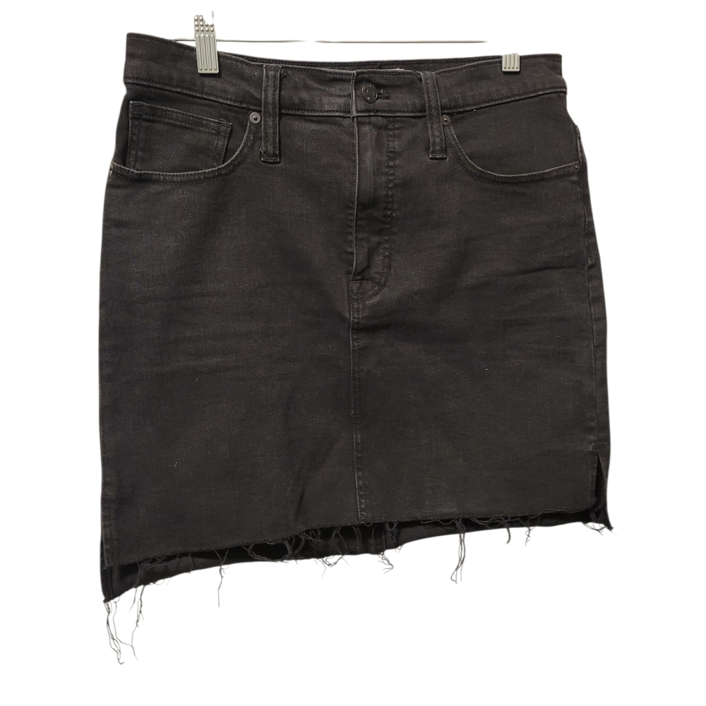 Madewell Frayed Hem Black Mini Skirt
